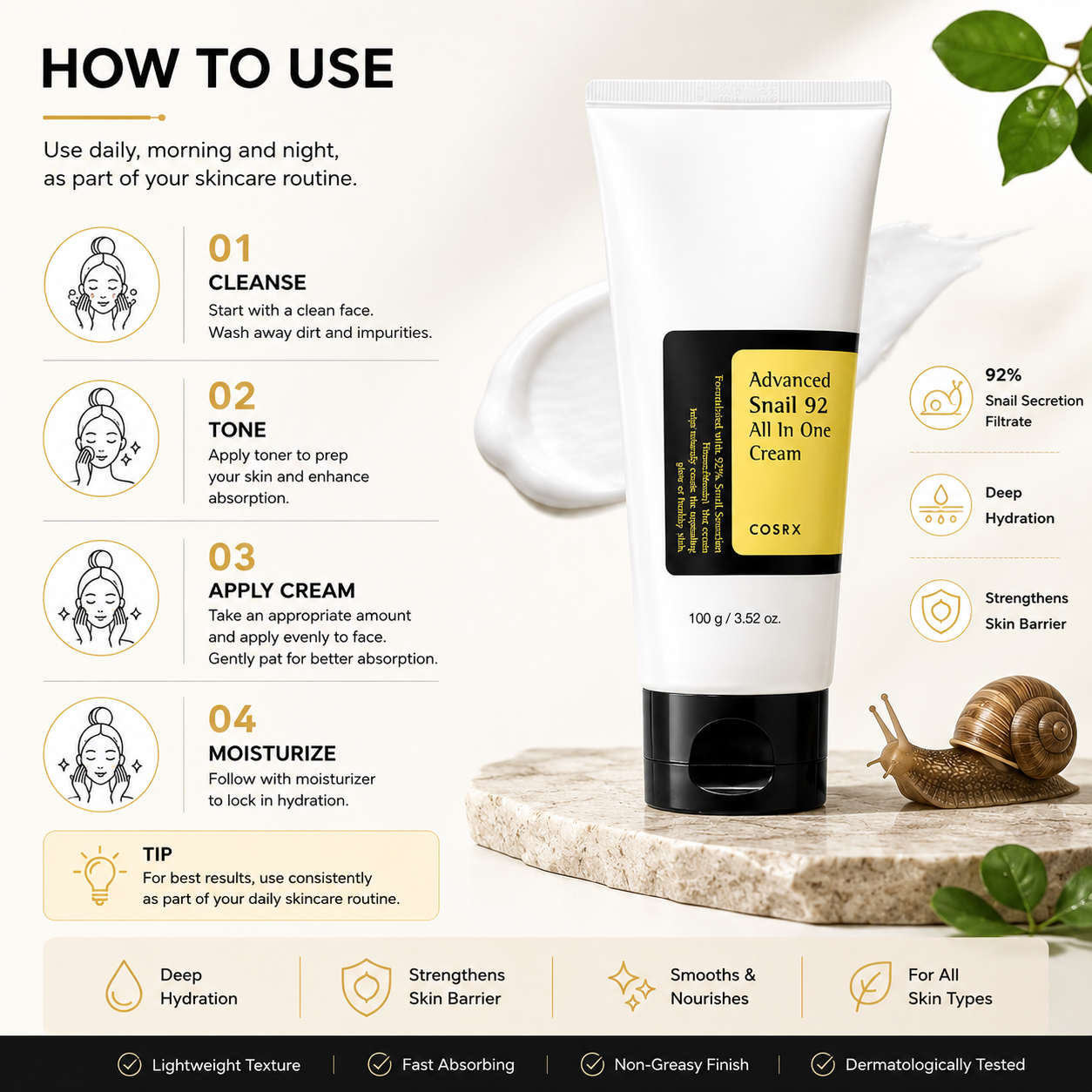 COSRX Advanced Snail 92 All In One Cream –100g