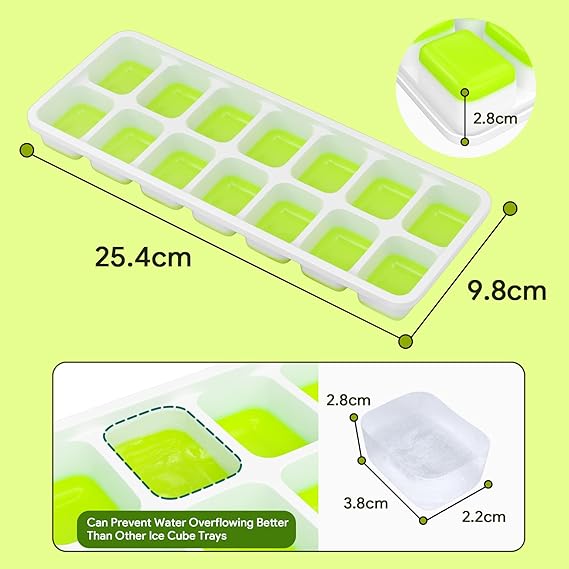 Airabc Ice Cube Tray, Pack of 4 Silicone Ice Cube Trays with Lid