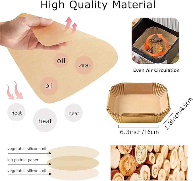 Disposable Air Fryer Paper Liners – Pack of 100