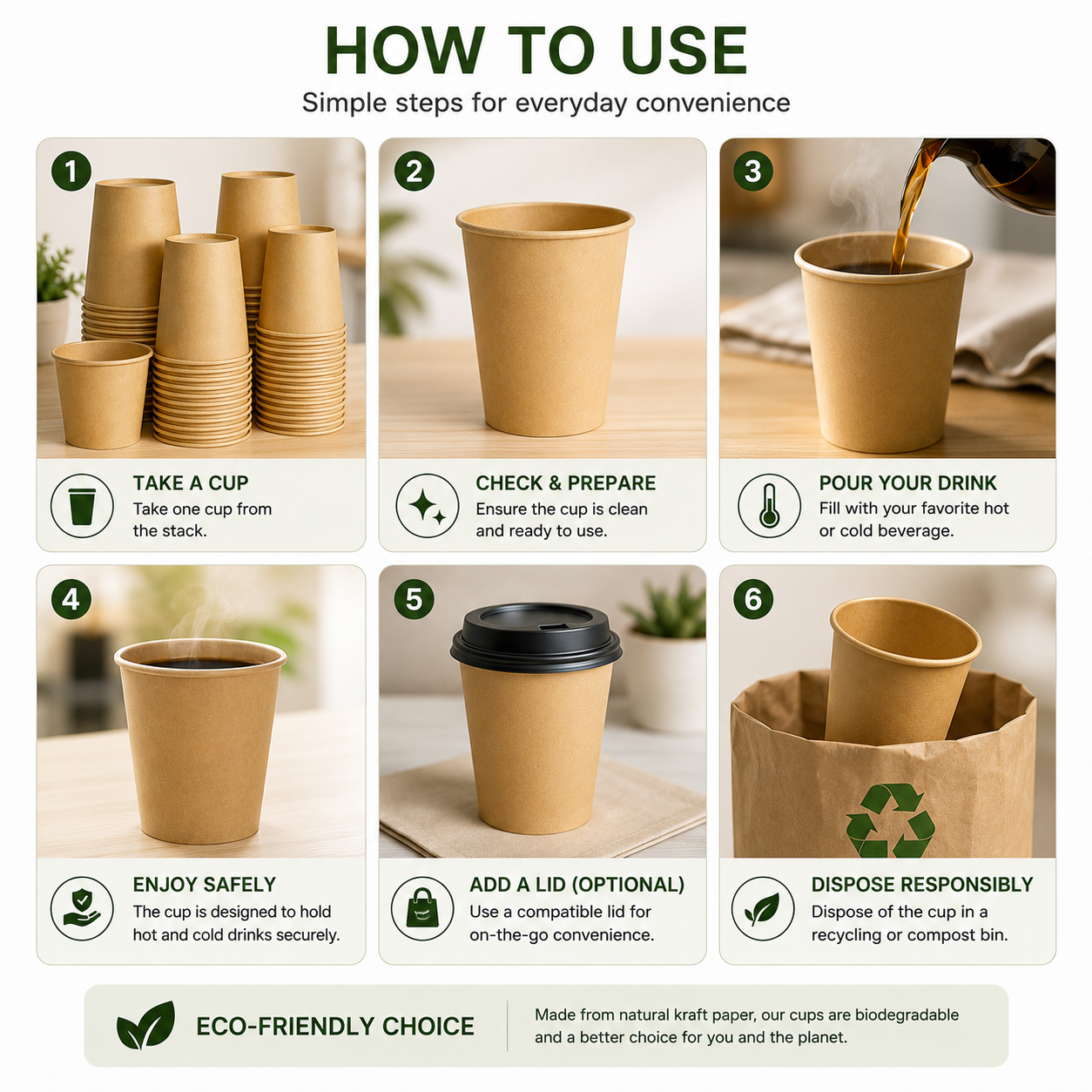 100 PCS Disposable Paper Coffee Cups