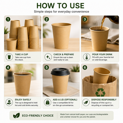100 PCS Disposable Paper Coffee Cups