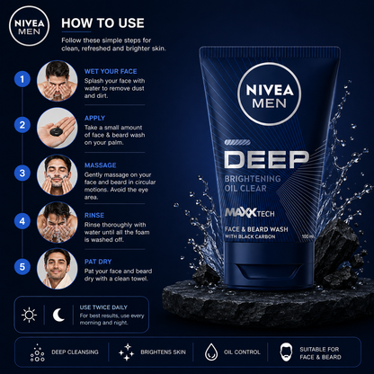NIVEA MEN Face & Beard Wash Cleanser- 100ml