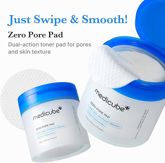 Medicube Zero Pore Pads 2.0, Dual-Textured Facial Toner Pads for Exfoliation and Pore Care