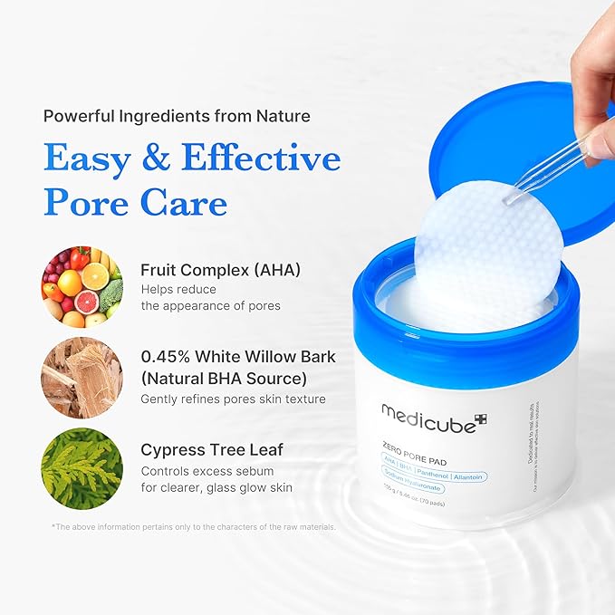 Medicube Zero Pore Pads 2.0, Dual-Textured Facial Toner Pads for Exfoliation and Pore Care