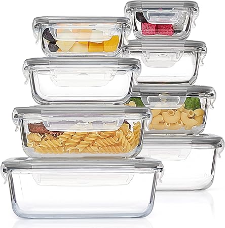 Vtopmart 8 Pack Glass Meal Prep Containers with Leak Proof Locking Lids