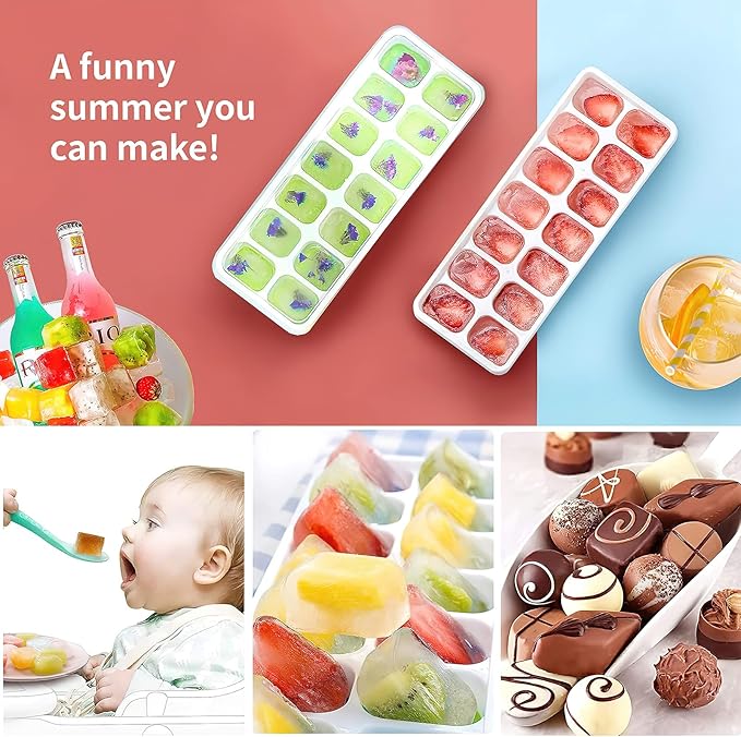 Ice Cube Tray with Lid – 14 Grid