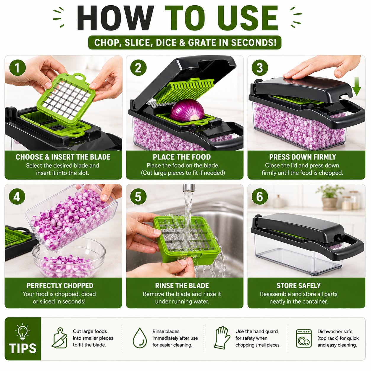 Multifunction Vegetable Chopper & Food Dicer Set with Container