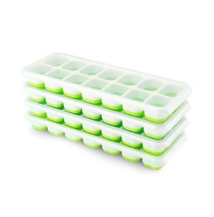 Airabc Ice Cube Tray, Pack of 4 Silicone Ice Cube Trays with Lid