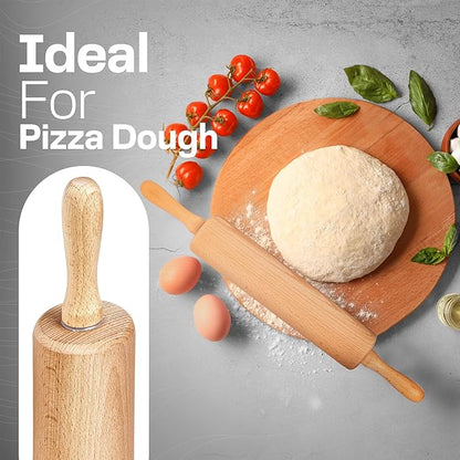 Wooden Rolling Pin with Handles – 17.6 Inch