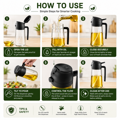 2-in-1 Glass Oil Dispenser & Oil Sprayer Bottle