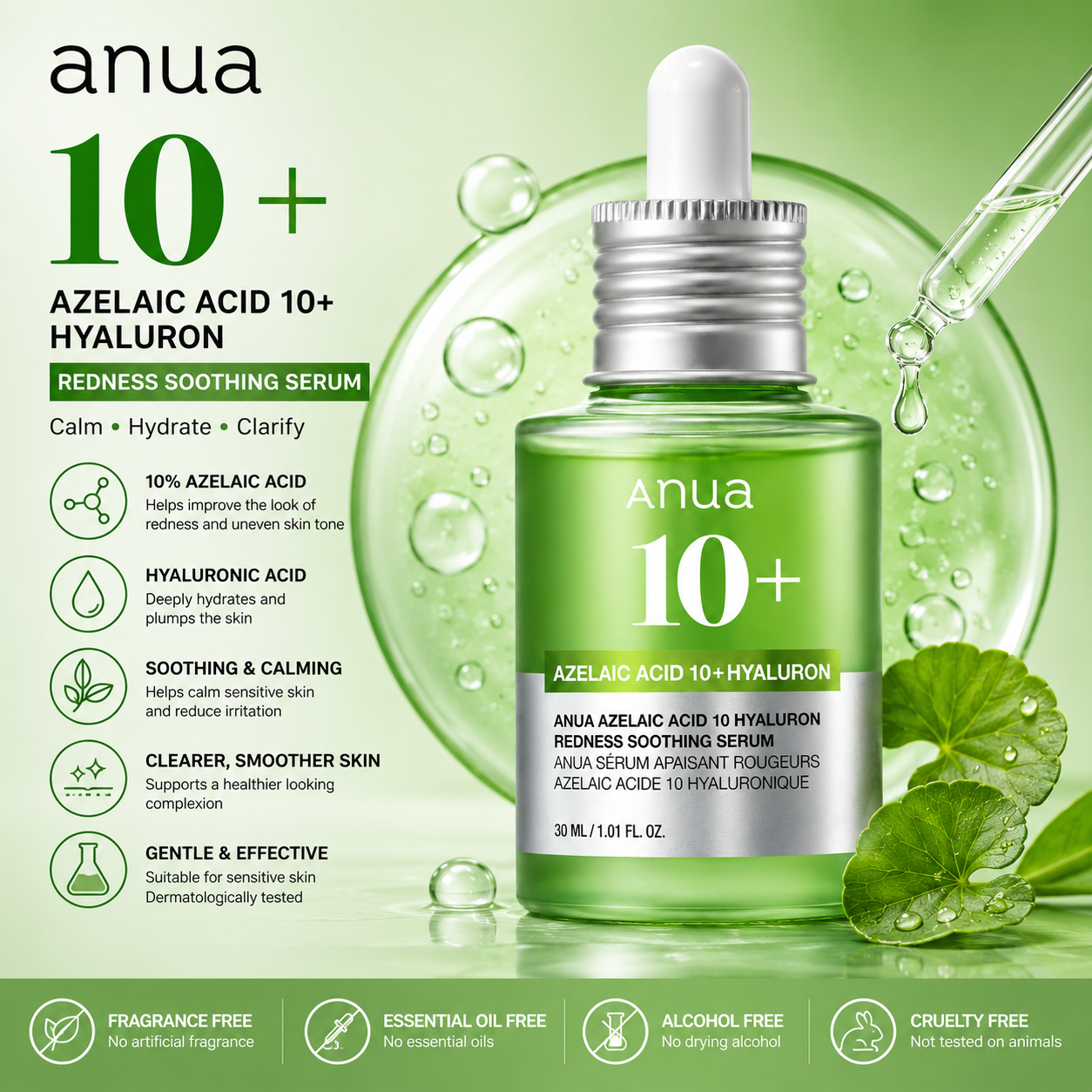 Anua Azelaic Acid 10% + Hyaluron Redness Soothing Serum